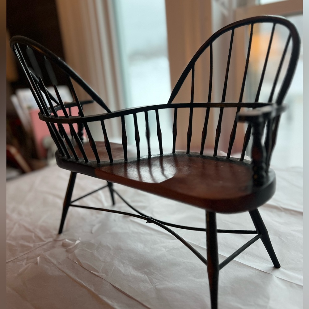 EUC American Girl Historical tête-a-tête chair  Edwardian brown and black wood